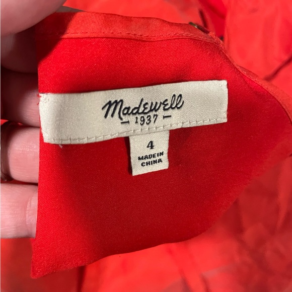 Madewell Red Orange Silk Midi Dress - Picture 6 of 7